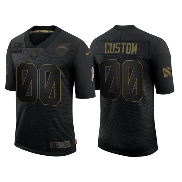 Men's Los Angeles Chargers ACTIVE PLAYER Custom 2020 Black Salute To Service Limited Stitched NFL Jersey - Click Image to Close